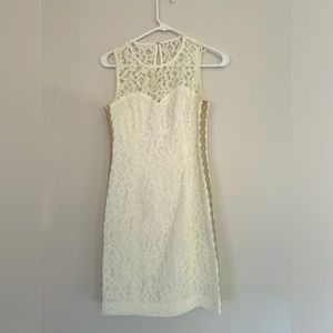 Lilly Pulitzer Size 00 Sweetheart Dress with Lace Overlay and Gold Piping